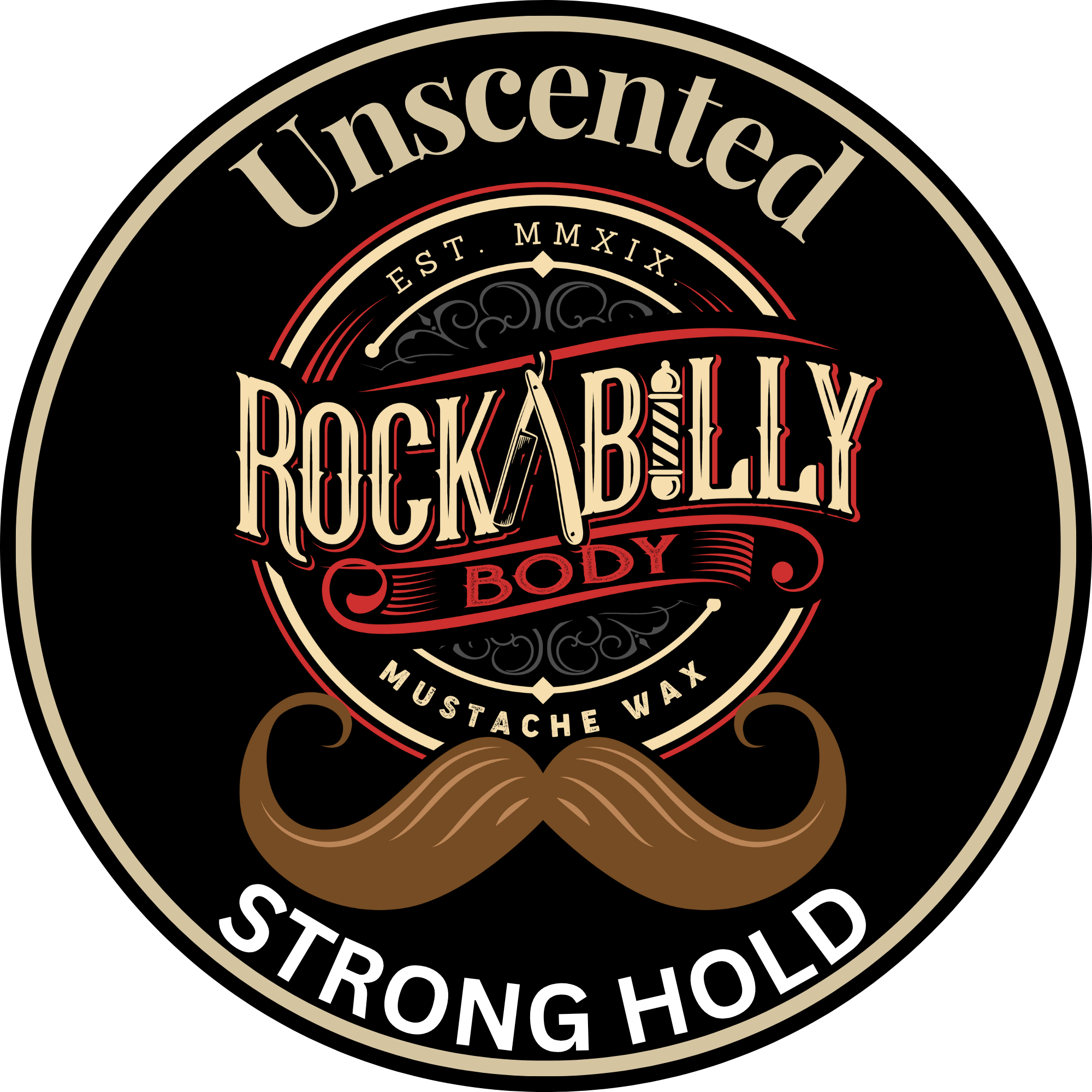 Unscented Mustache Wax — Strong Hold | Fragrance Free | 1oz Handcrafted Tin