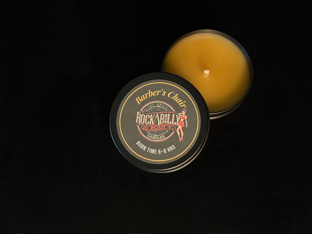 Barber's Chair Candle — Cedarwood & Sandalwood Vanilla | 1oz Hand-Poured Tin
