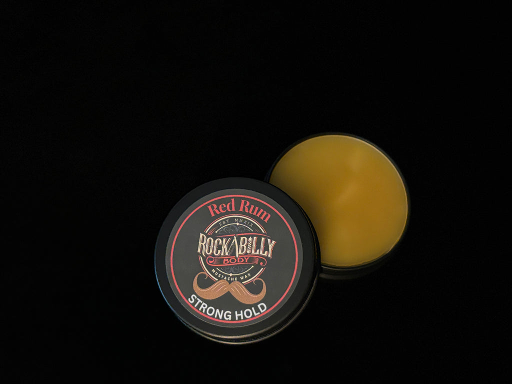 Red Rum Mustache Wax — Strong Hold | Classic Bay Rum | 1oz Handcrafted Tin